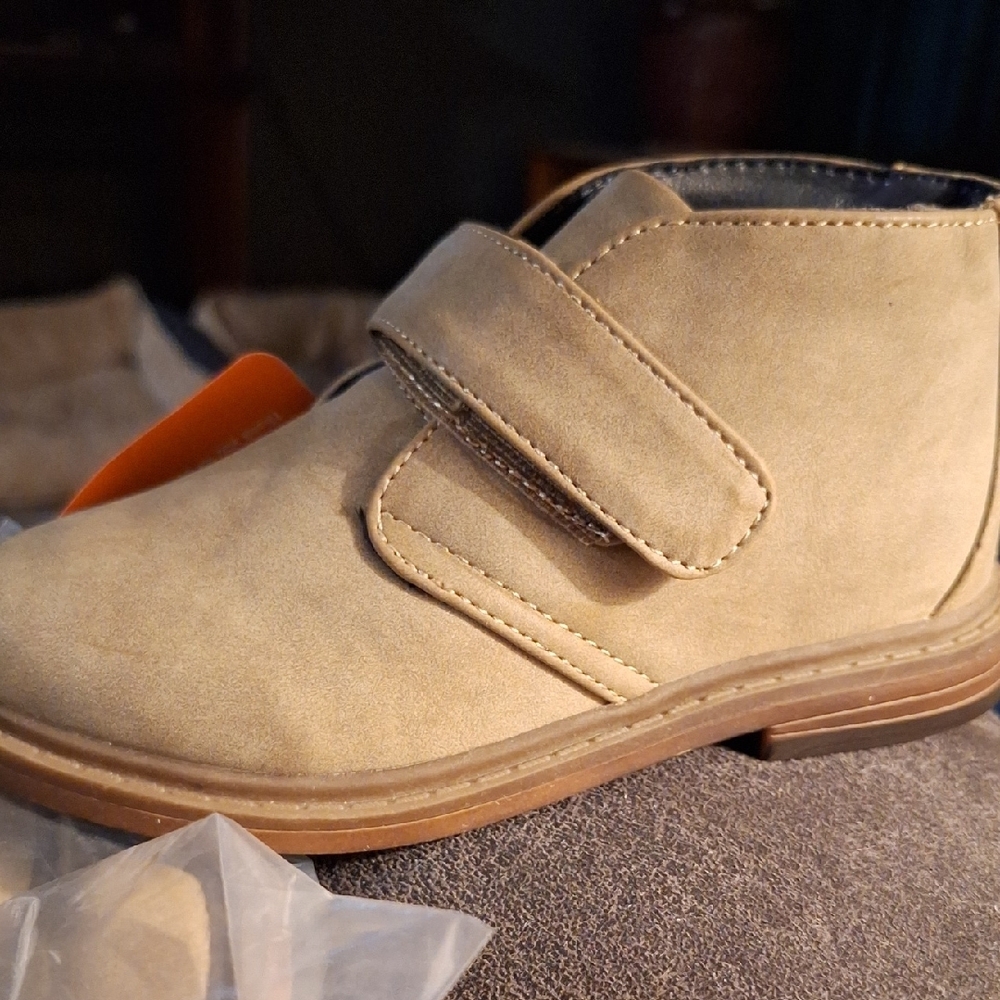 Tan Suede Velcro Ankle Boots